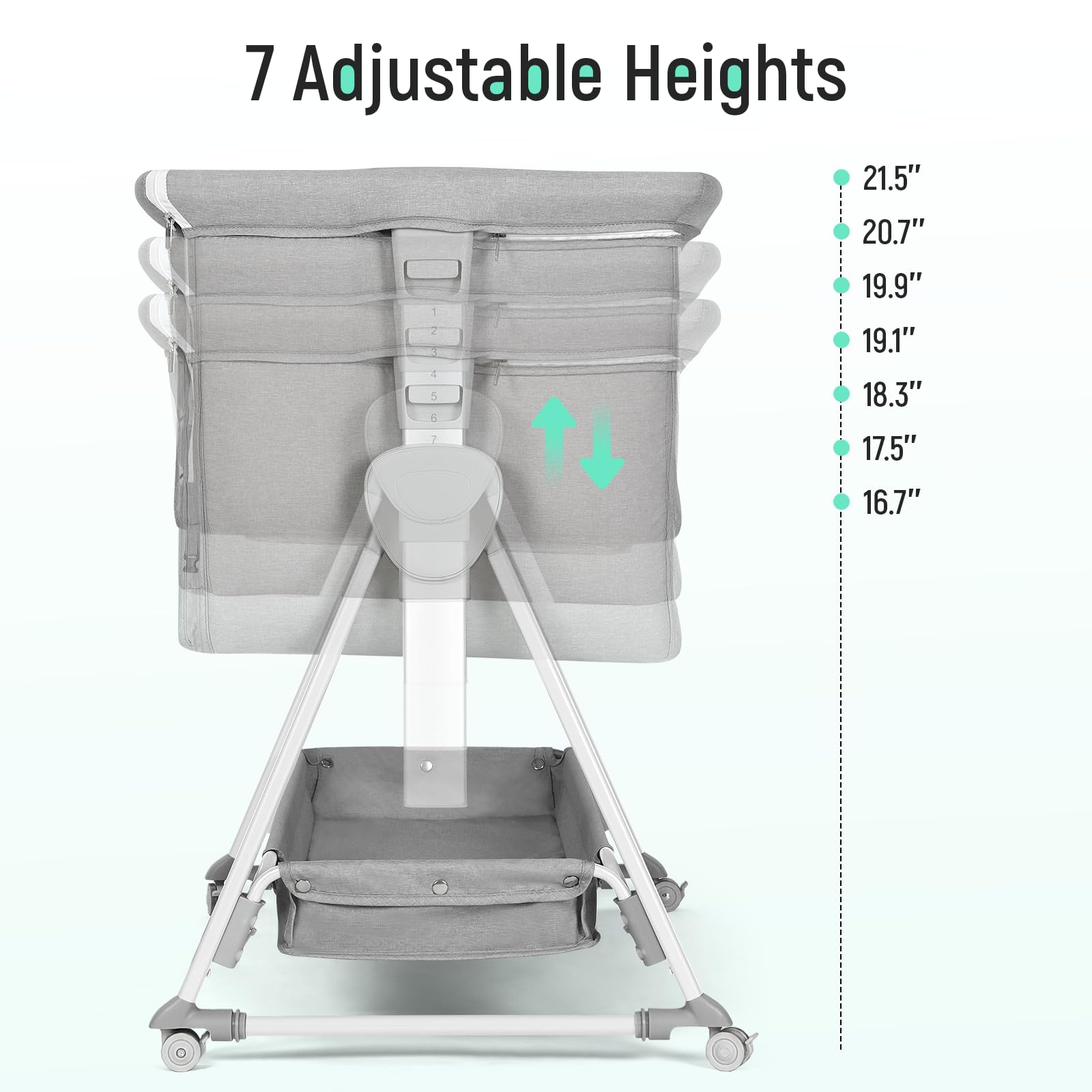 Cowiewie bassinet with breathable 3D mesh mattress for airflow and comfort.