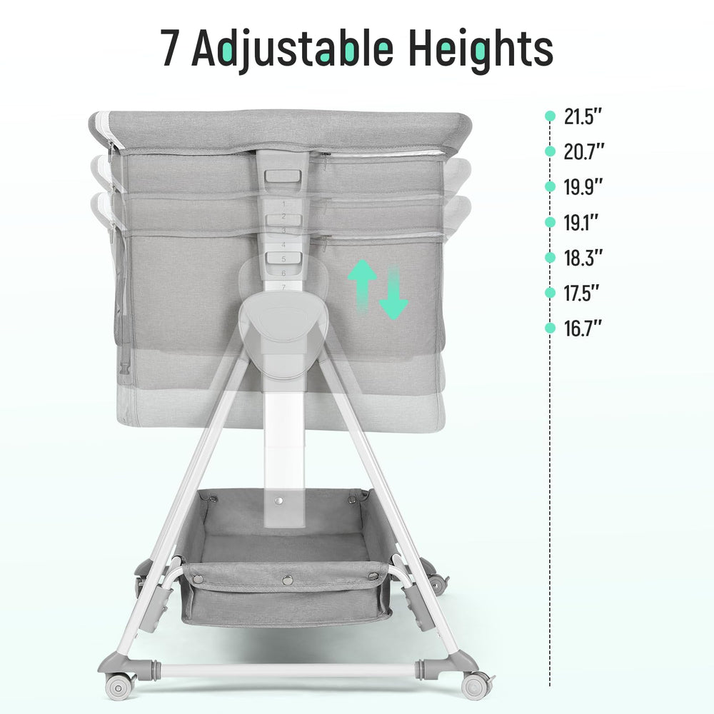 Cowiewie bassinet with breathable 3D mesh mattress for airflow and comfort.