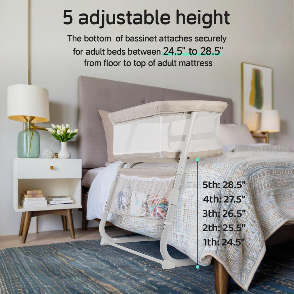 Cowiewie bassinet breathable mesh sides promote airflow and visibility