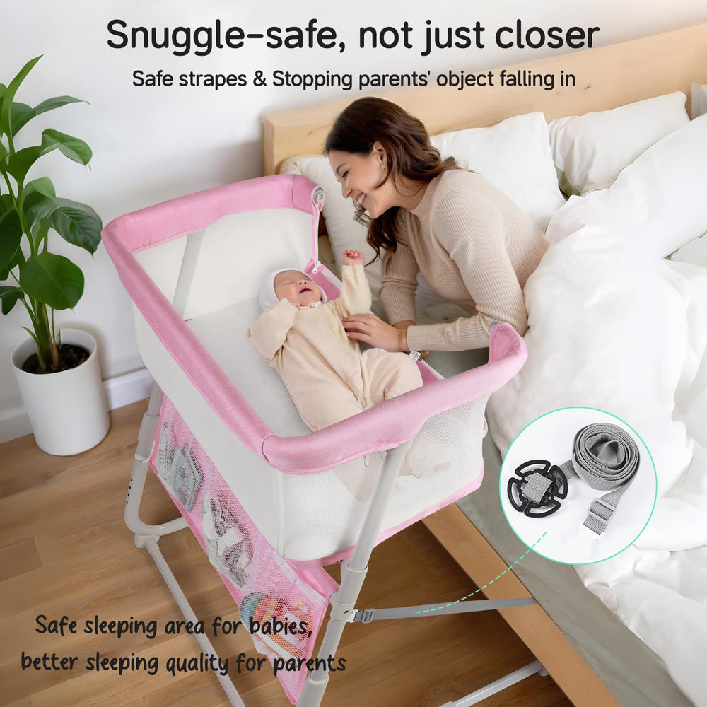Cowiewie Bassinet keeps baby close for proximity during night feeds.