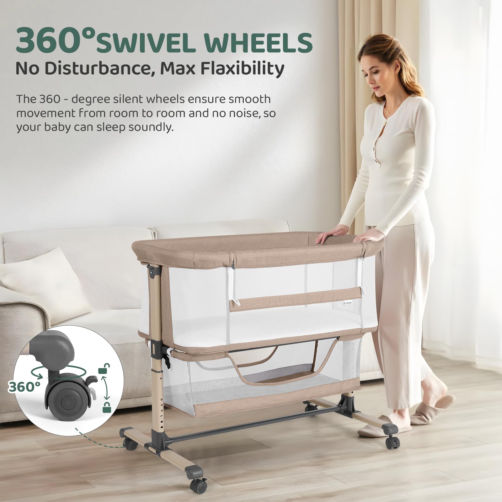 Cowiewie beige color option complements any nursery decor.