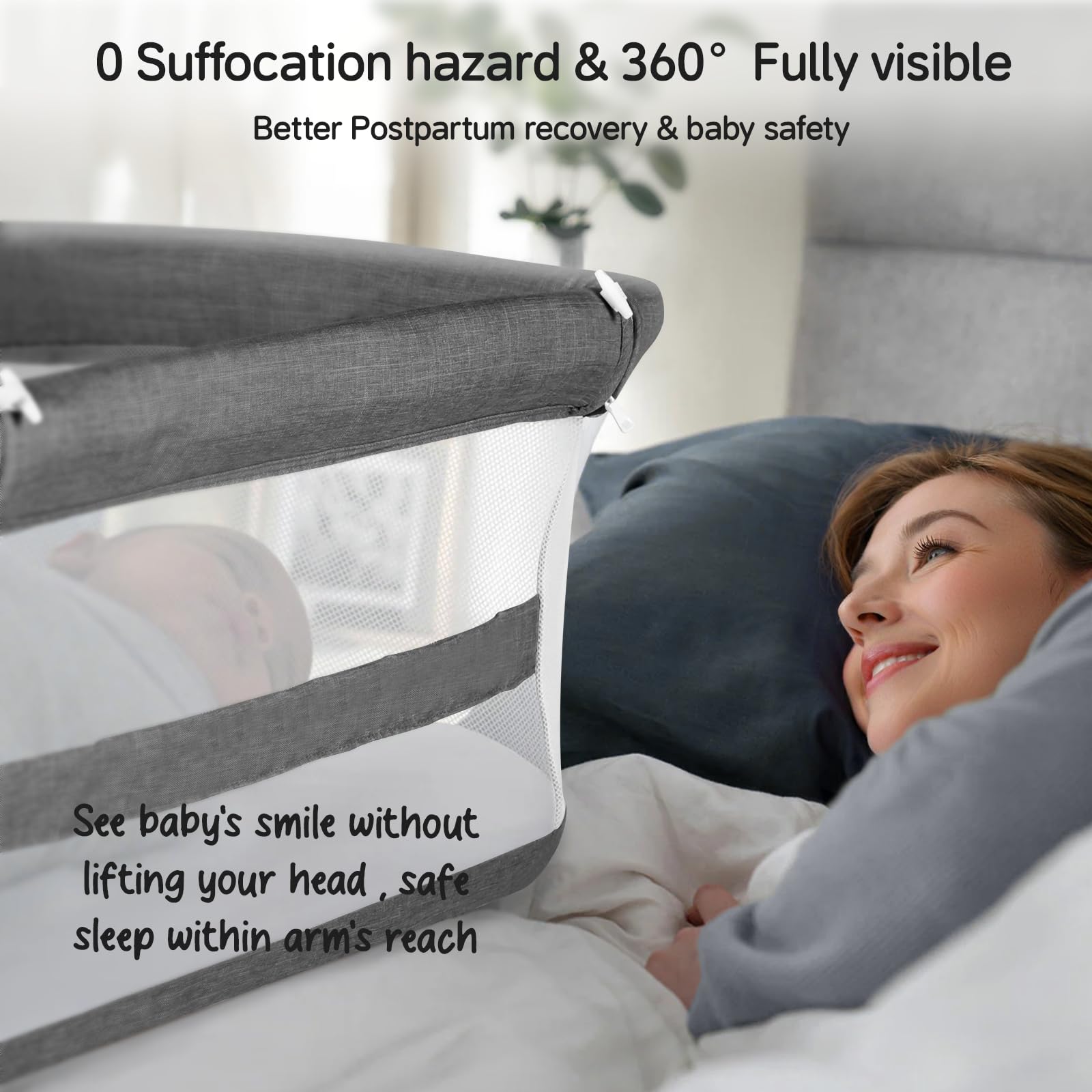 Cowiewie bassinet dark-grey finish suits modern bedrooms.