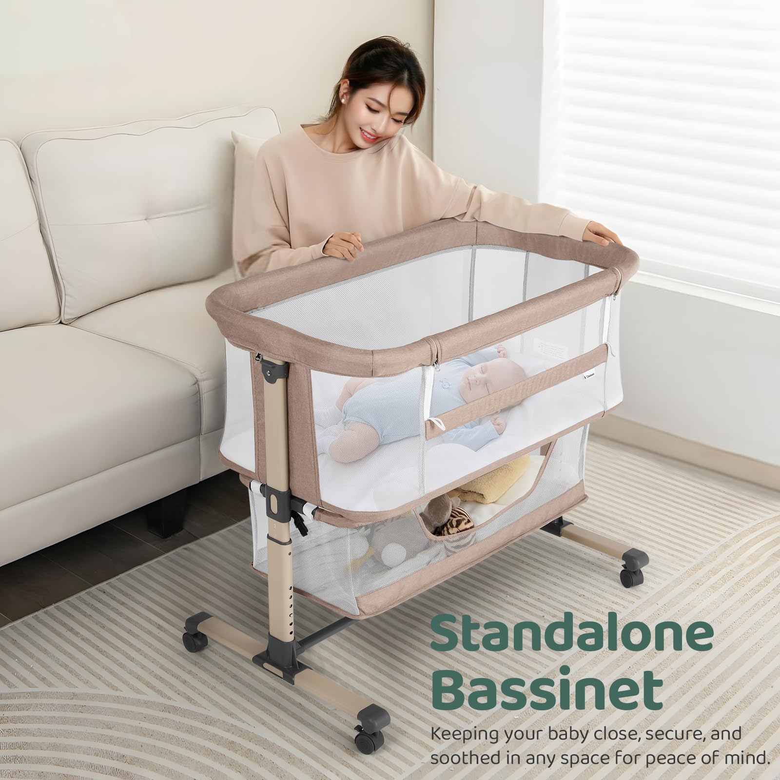 Cowiewie bassinet easy assembly for quick setup.