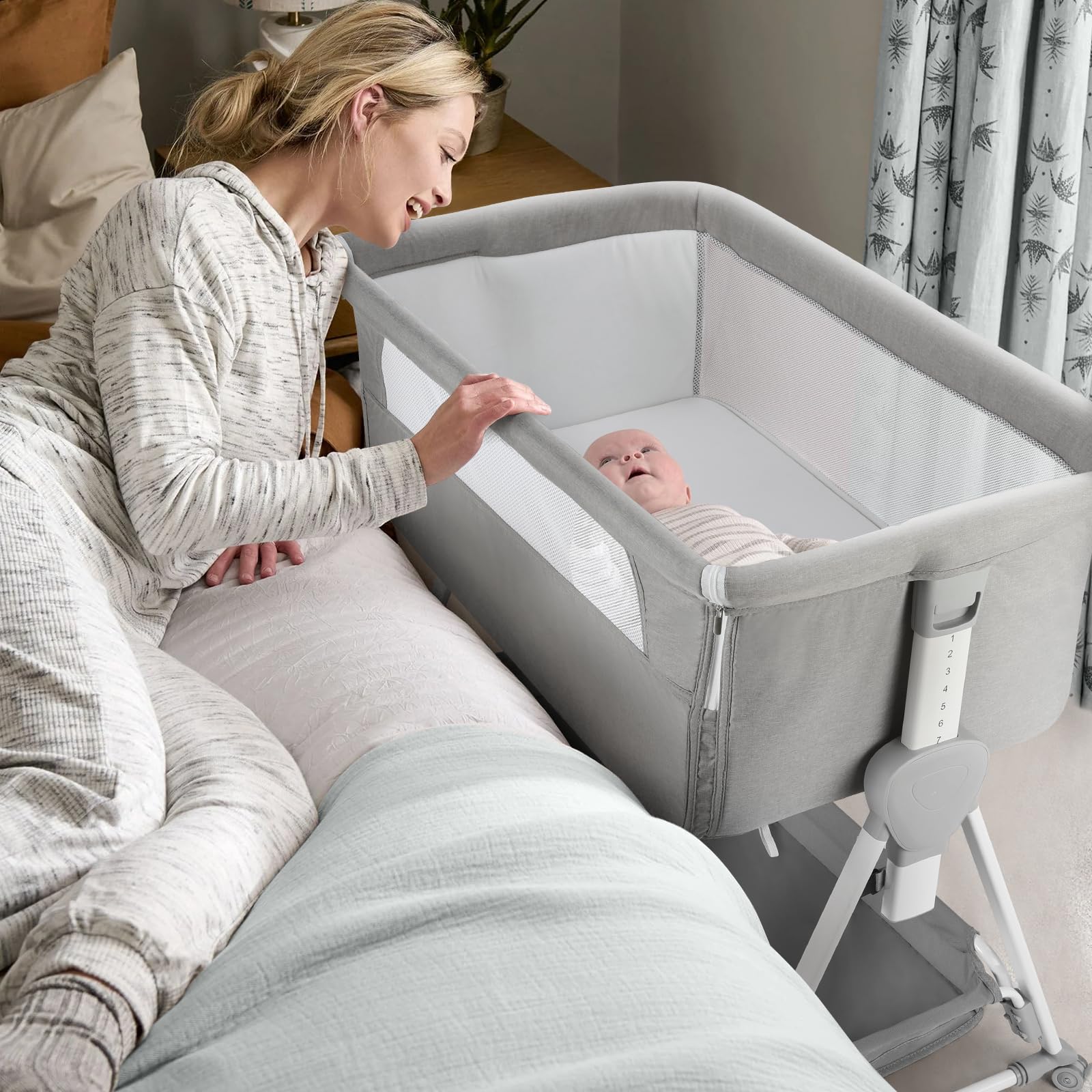 Cowiewie bassinet folds flat for travel and easy storage.
