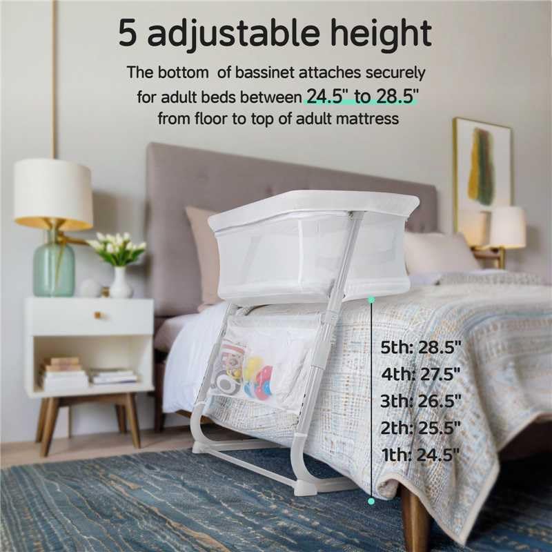 Cowiewie bassinet with glide-under legs saves space beside your bed