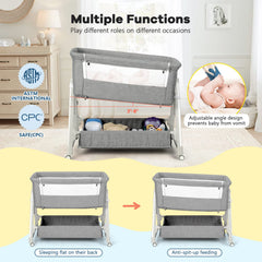 Cowiewie bassinet height-adjustment aligns with standard adult mattresses