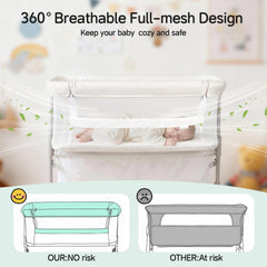 Cowiewie five-position height adjustable bassinet aligns with most beds
