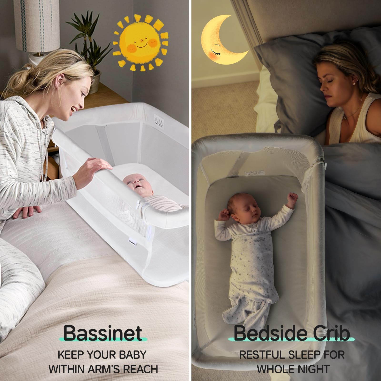 Cowiewie bassinet mattress cover is machine-washable for easy cleaning