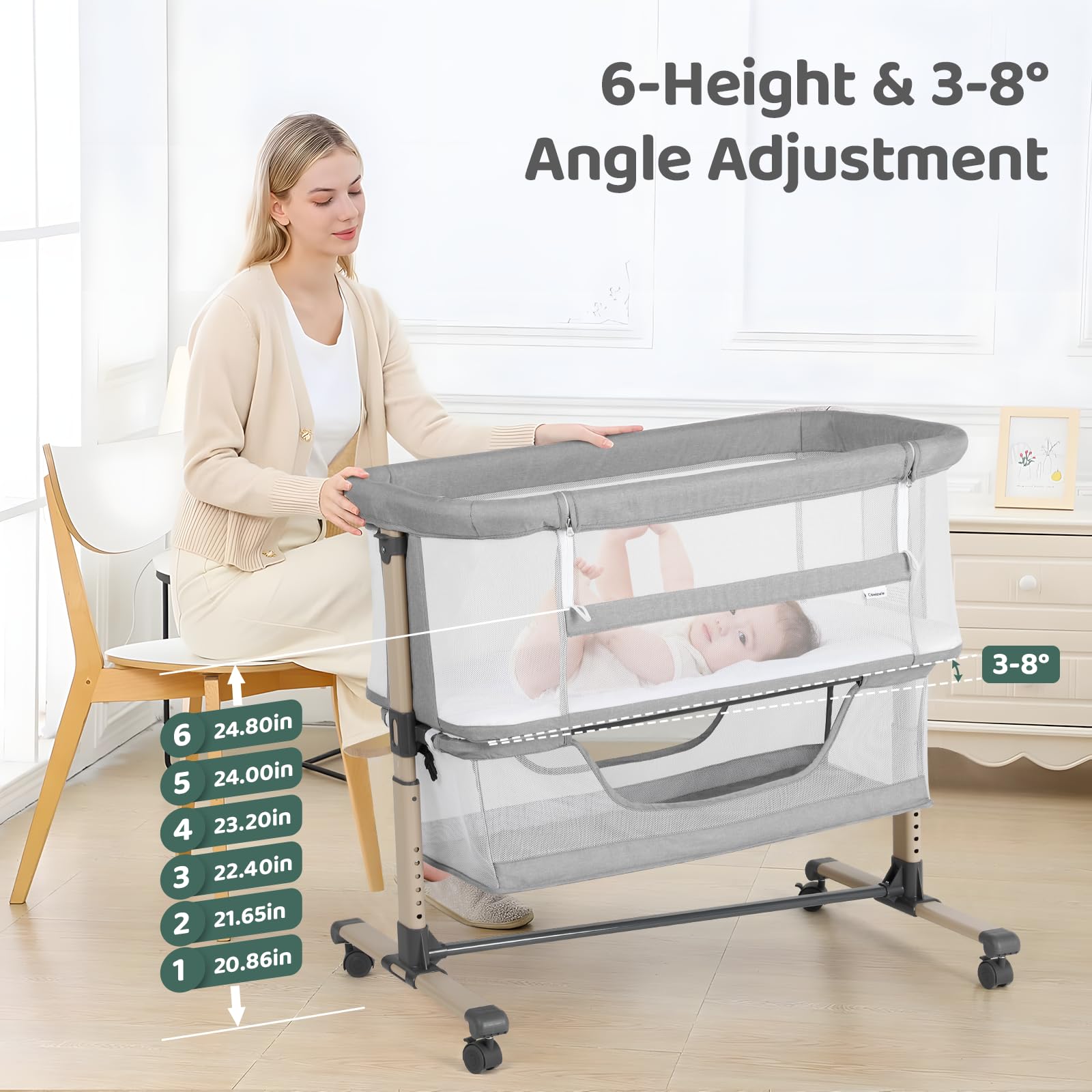 Firm, breathable mattress included with the Cowiewie bassinet.