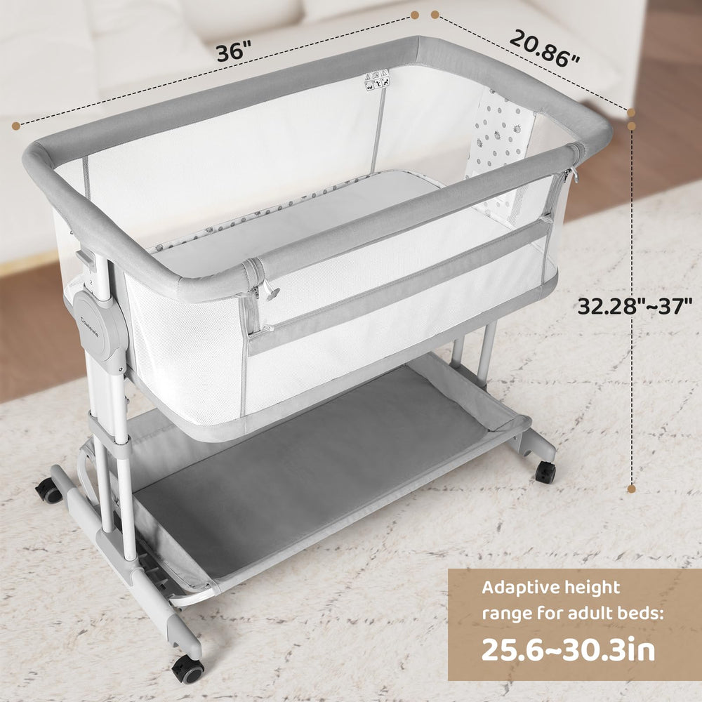 Cowiewie Bassinet rocking motion soothes fussier sleepers with gentle womb-like motion.