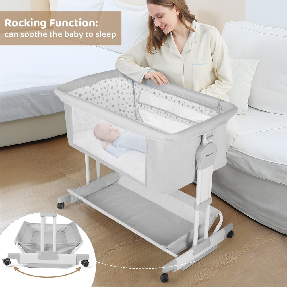 Cowiewie Bassinet wheels enable smooth room-to-room movement.