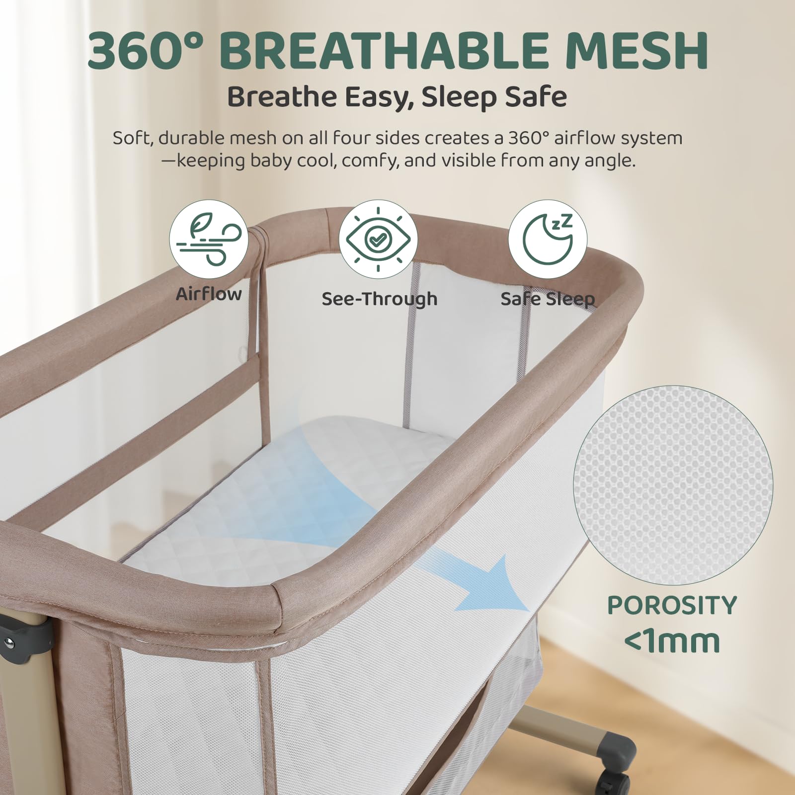 Cowiewie firm breathable mattress supports newborn comfort.