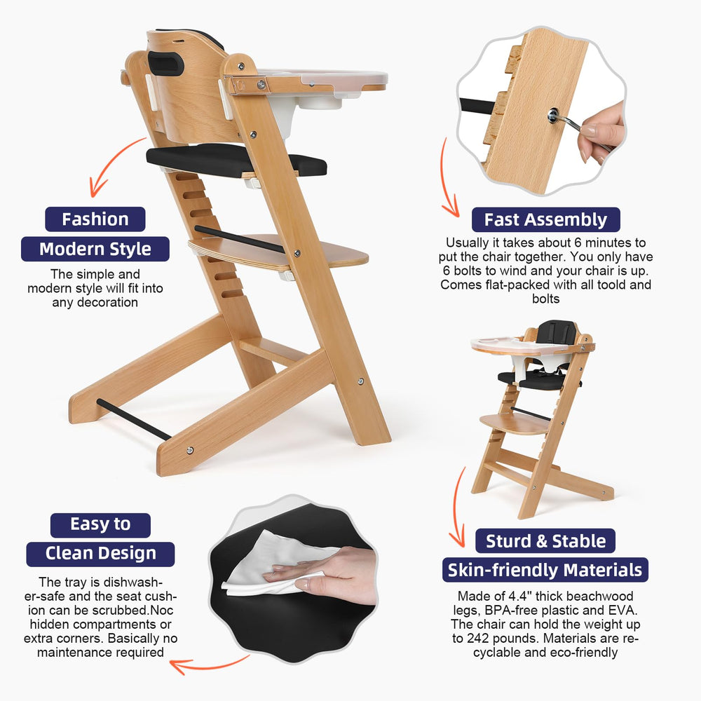 Cowiewie high chair 3-tier dining tray image shows versatile spacing for meals