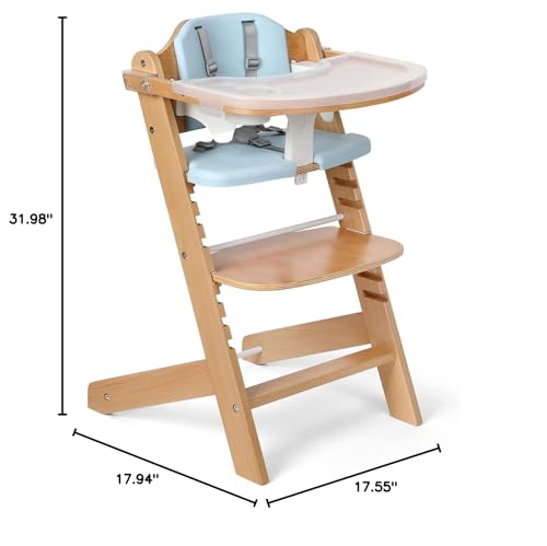Cowiewie high chair blue stability focus emphasizes sturdy base for safe dining