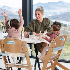 Cowiewie high chair blue tray removal highlights easy cleaning and setup