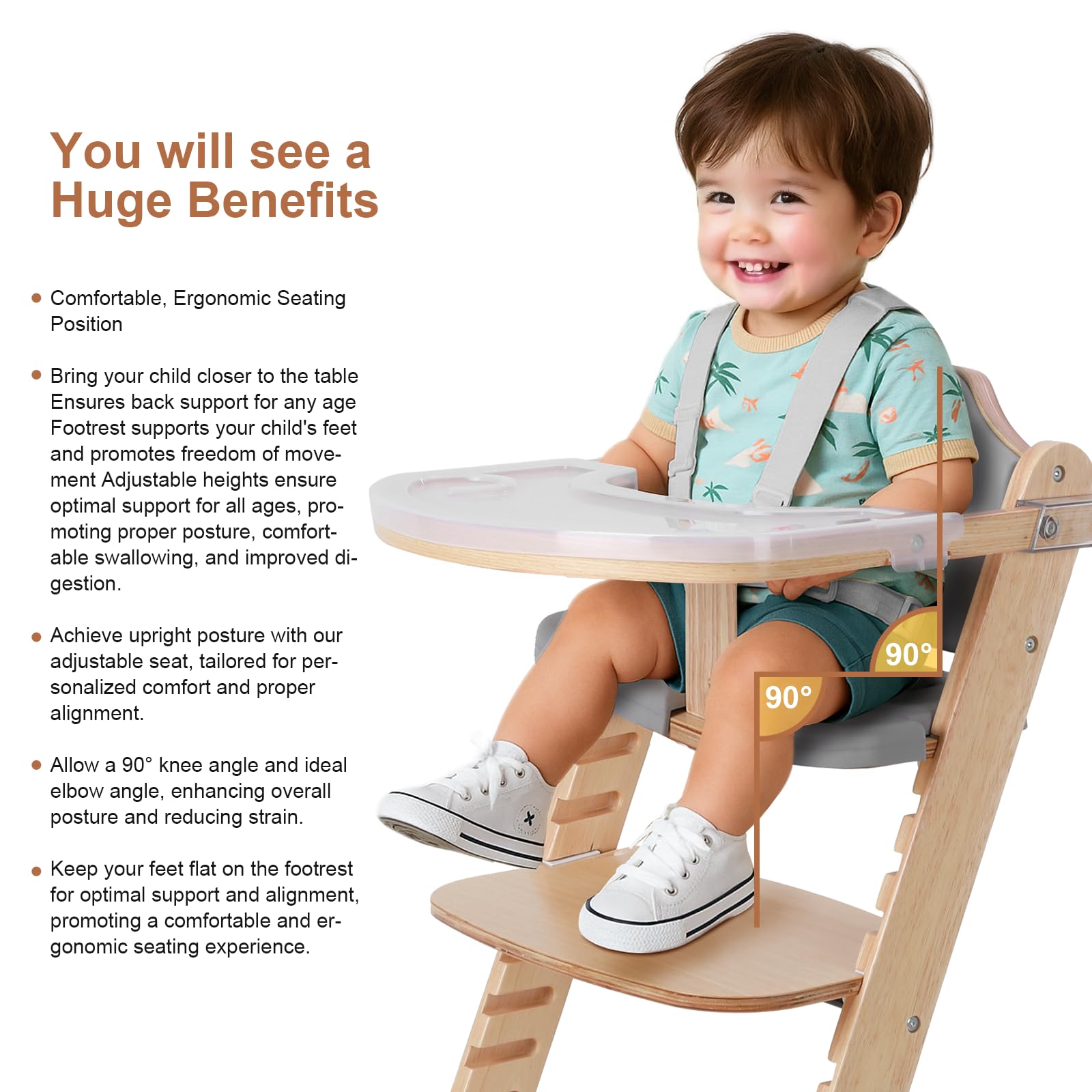 Cowiewie durable high chair frame supports up to 300 pounds.