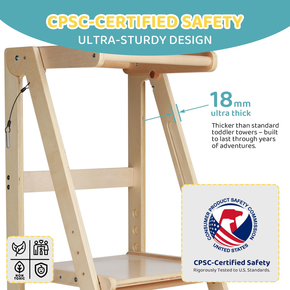 Cowiewie kitchen helper lets toddlers reach counters confidently and safely