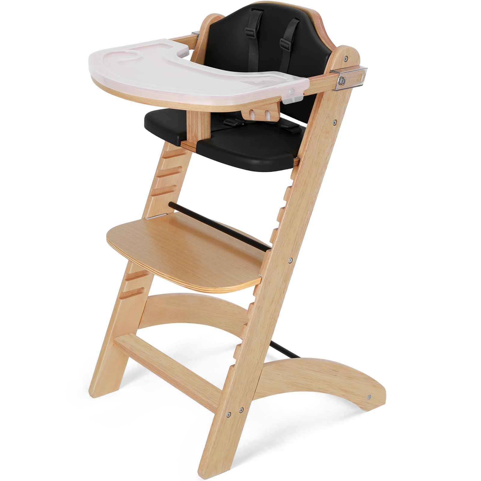 Cowiewie new upgrade 3in1 wooden high chair—durable frame for growing babies