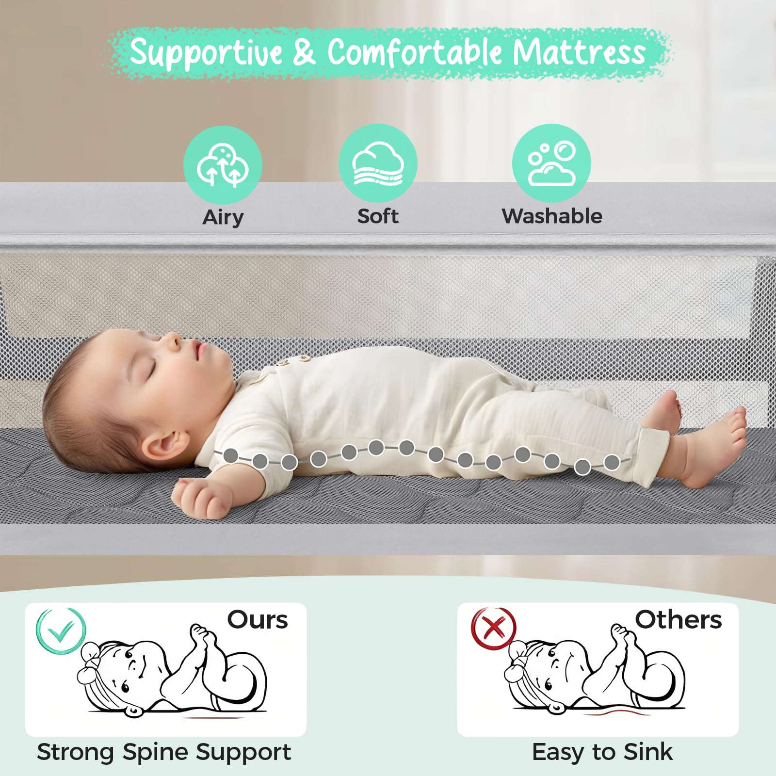 Cowiewie seven-height adjustment matches bed heights precisely for comfort.