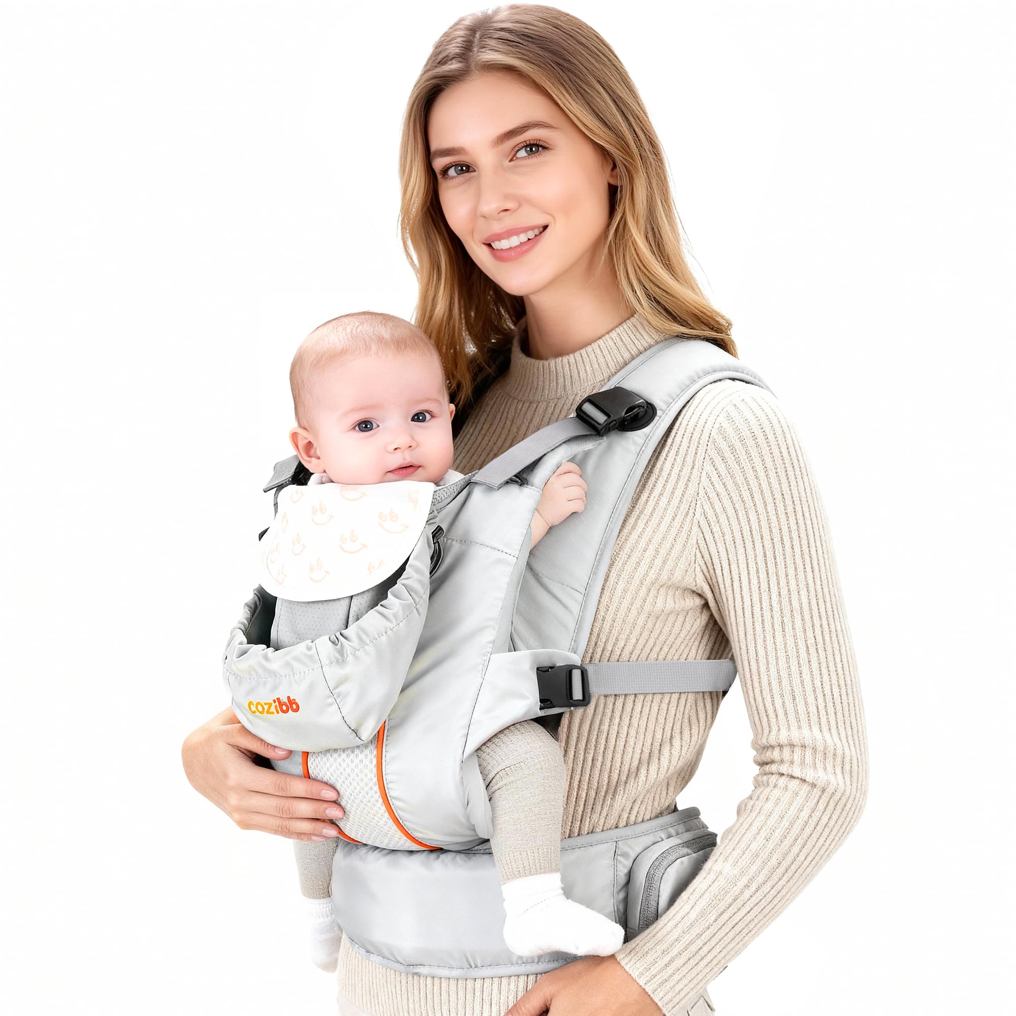 CoziBB baby carrier in front carry supports newborn comfort and hip-friendly position