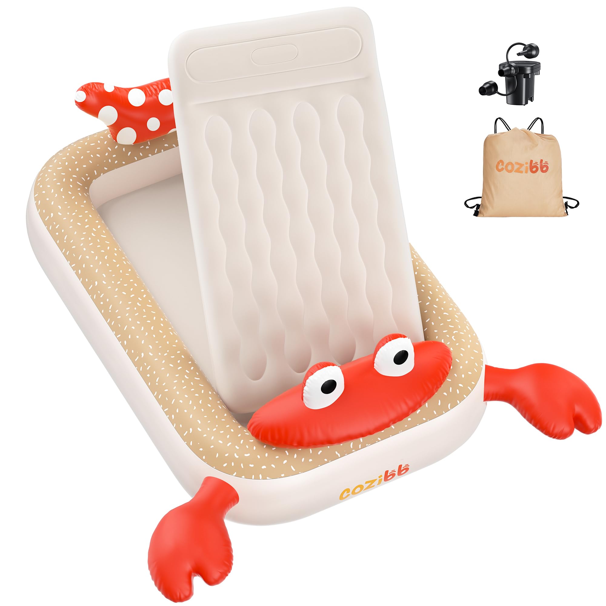 CoziBB hermit-crab design adds bright, kid-friendly visual appeal.