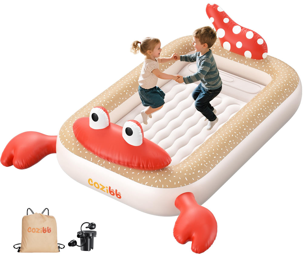 CoziBB inflatable toddler travel bed with flocked mattress for soft, skin-friendly comfort.