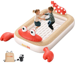 CoziBB inflatable toddler travel bed with flocked mattress for soft, skin-friendly comfort.