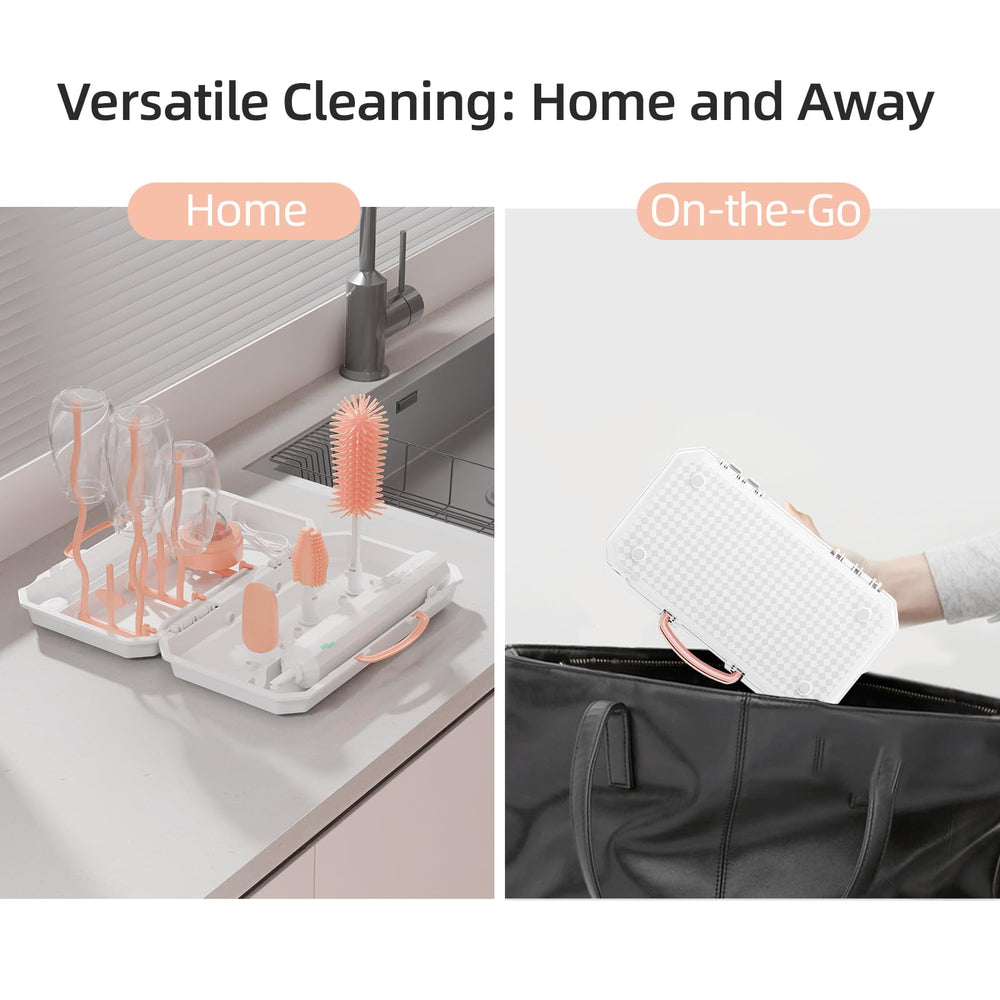 COZILO two silicone brushes provide safe, thorough baby item cleaning.