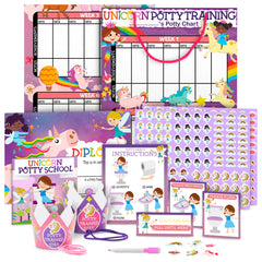 COZY GREENS unicorn stickers motivating toddlers during potty training sessions
