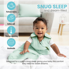 Cozy Seal bamboo sleep sack 1.0 TOG supports comfortable room temperature.
