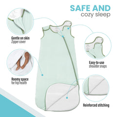 Cozy Seal bamboo sleep sack with a 2-way zipper for easy diaper changes.