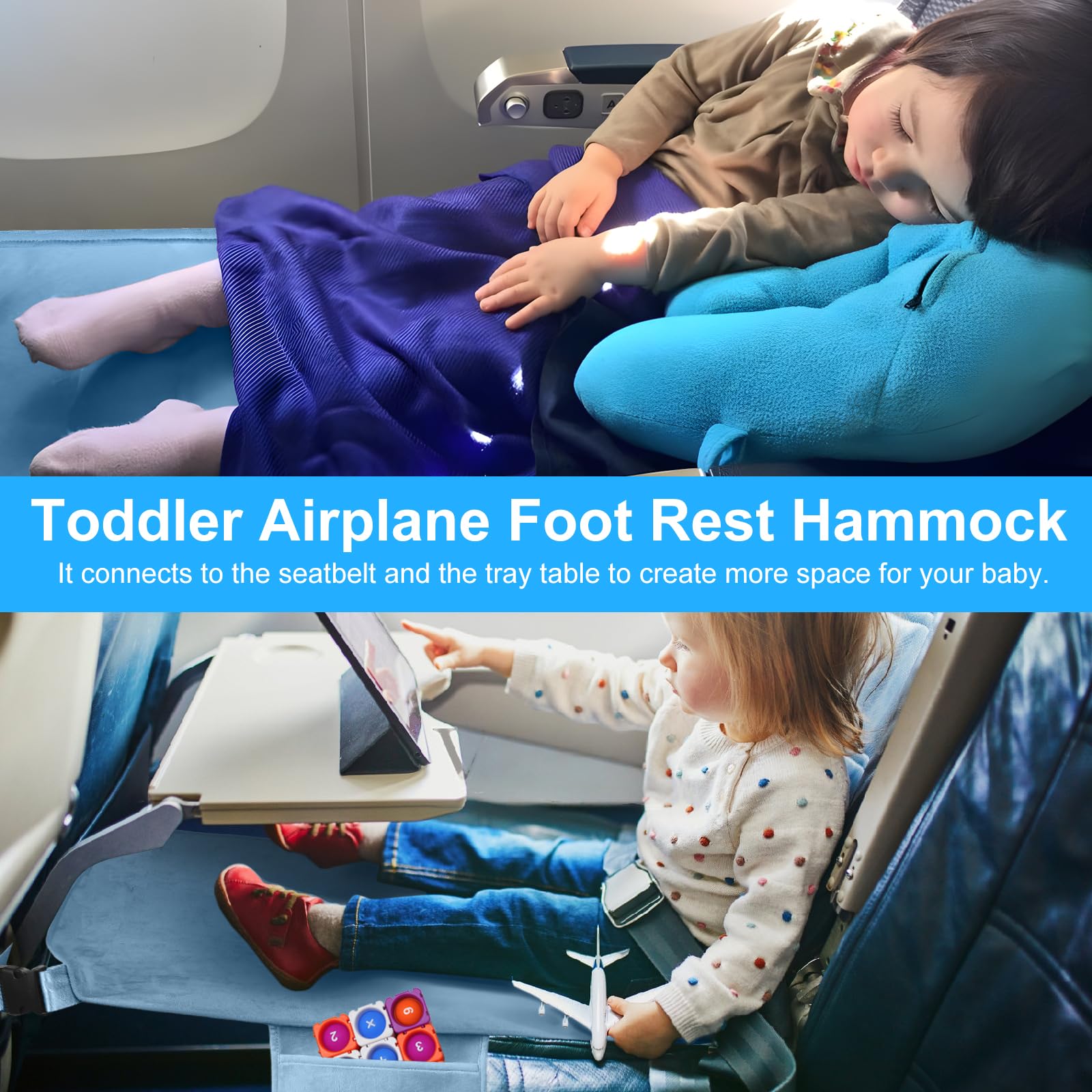 COZYBONDER airplane-seat-extender helps keep kids comfortable and rested mid-flight.