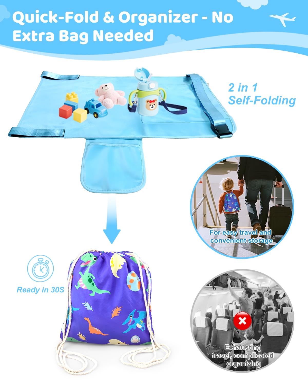 COZYBONDER compact 2-in-1 design folds into a drawstring bag for travel.