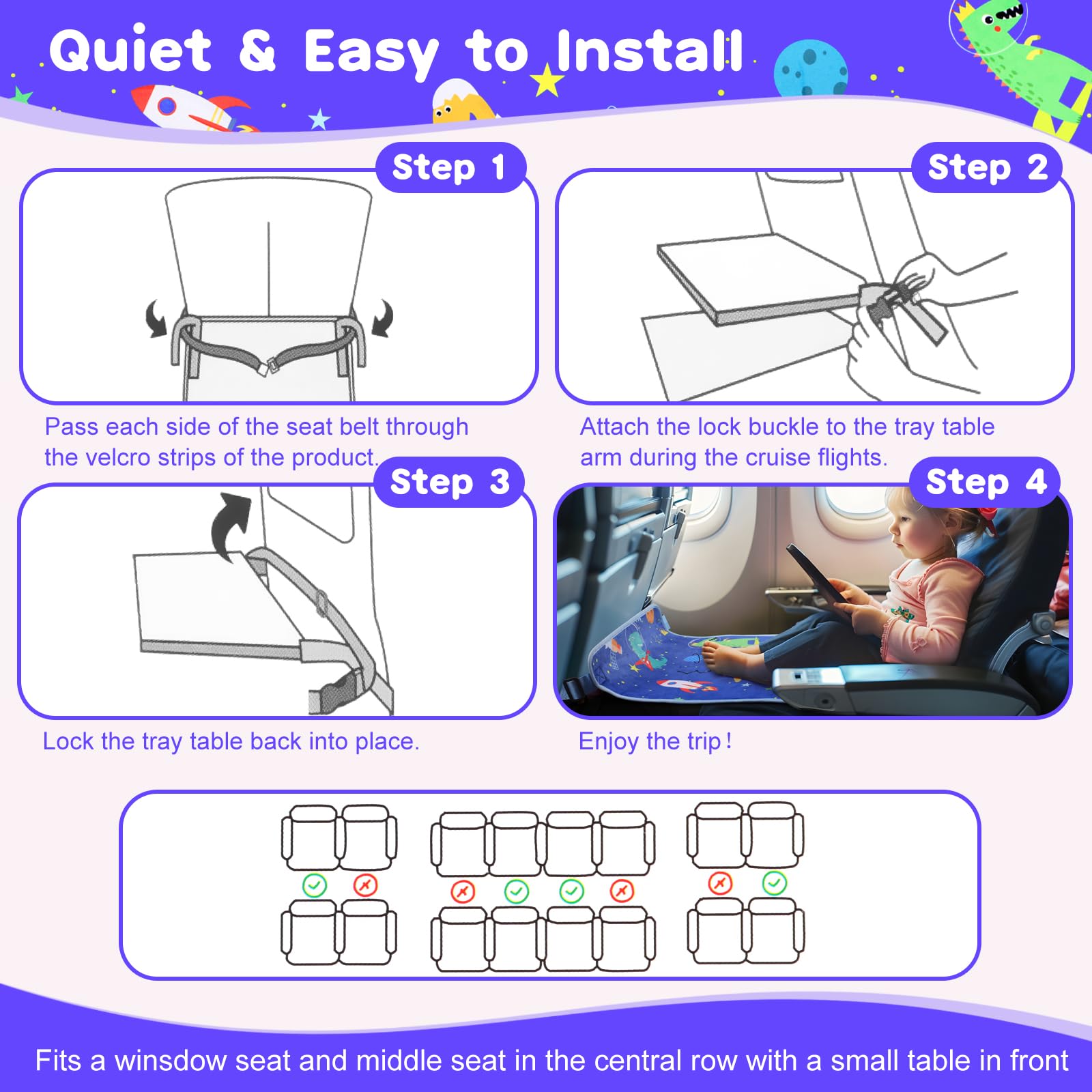 COZYBONDER easy installation on airplane seat for quick setup