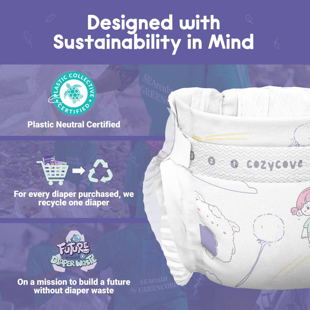 Cozycove 5-layer Pee-Lock core delivering fast absorption and protection.