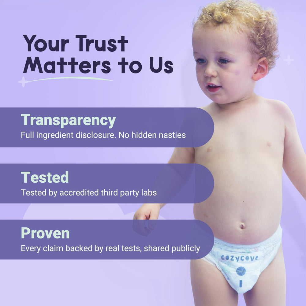 Cozycove easy-tear sides enable quick diaper changes.