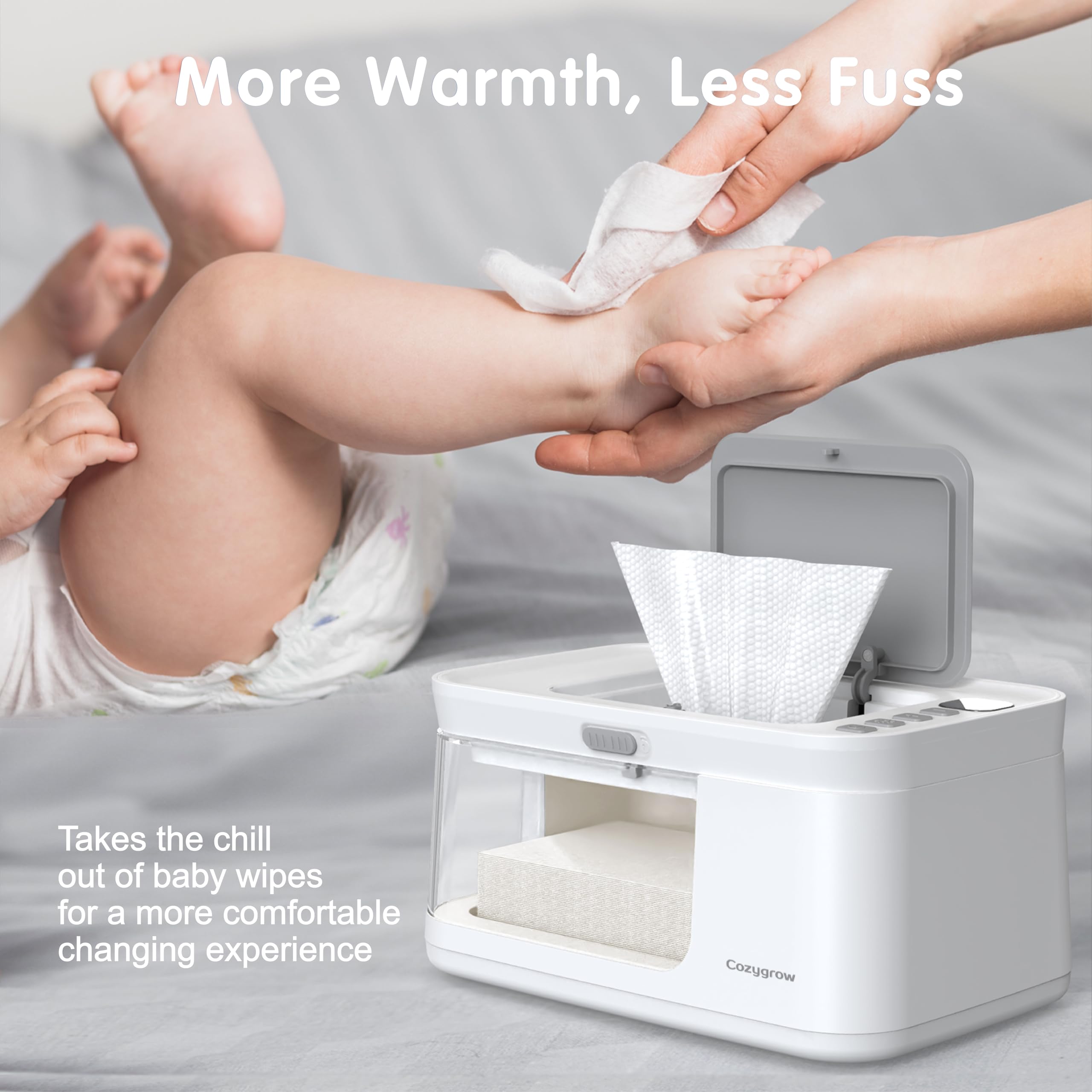Cozygrow wipe warmer 1.5m plug cord for flexible placement.