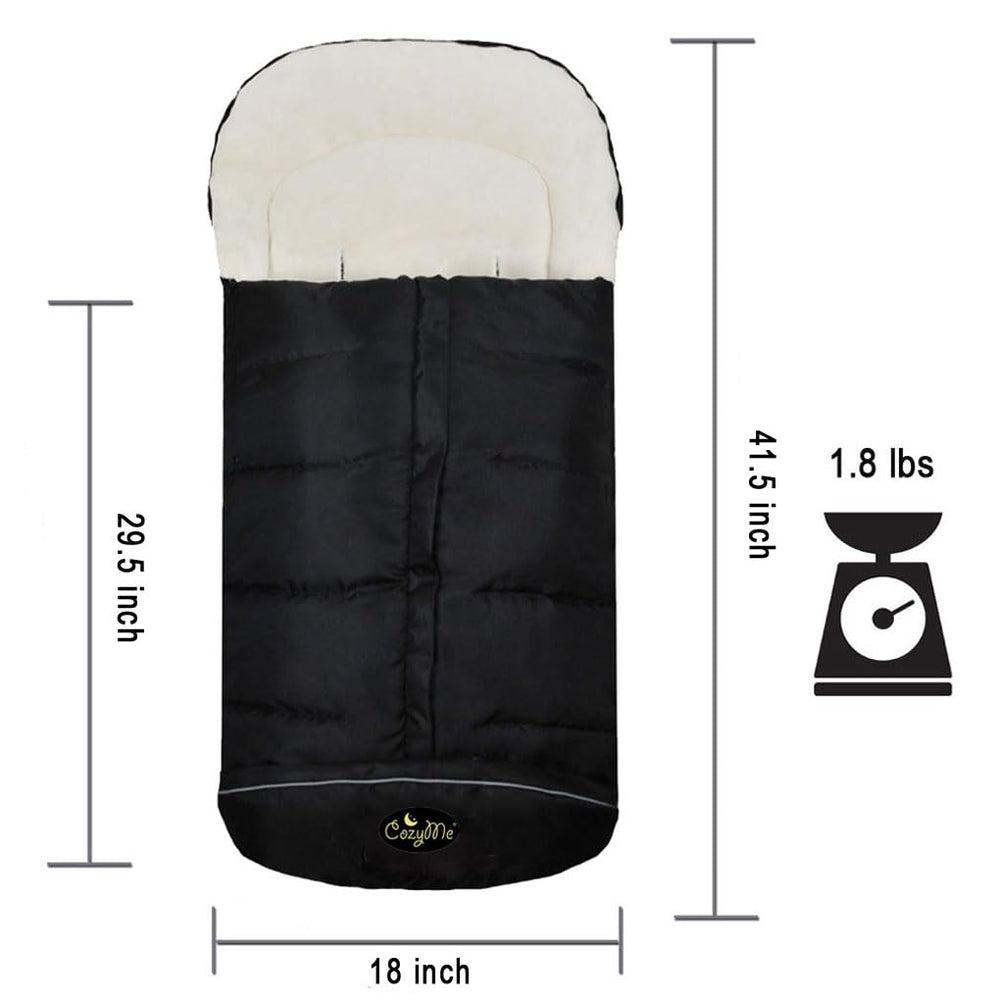 CozyMe bunting bag adjustable length extension supports growth-friendly design for growing toddlers.