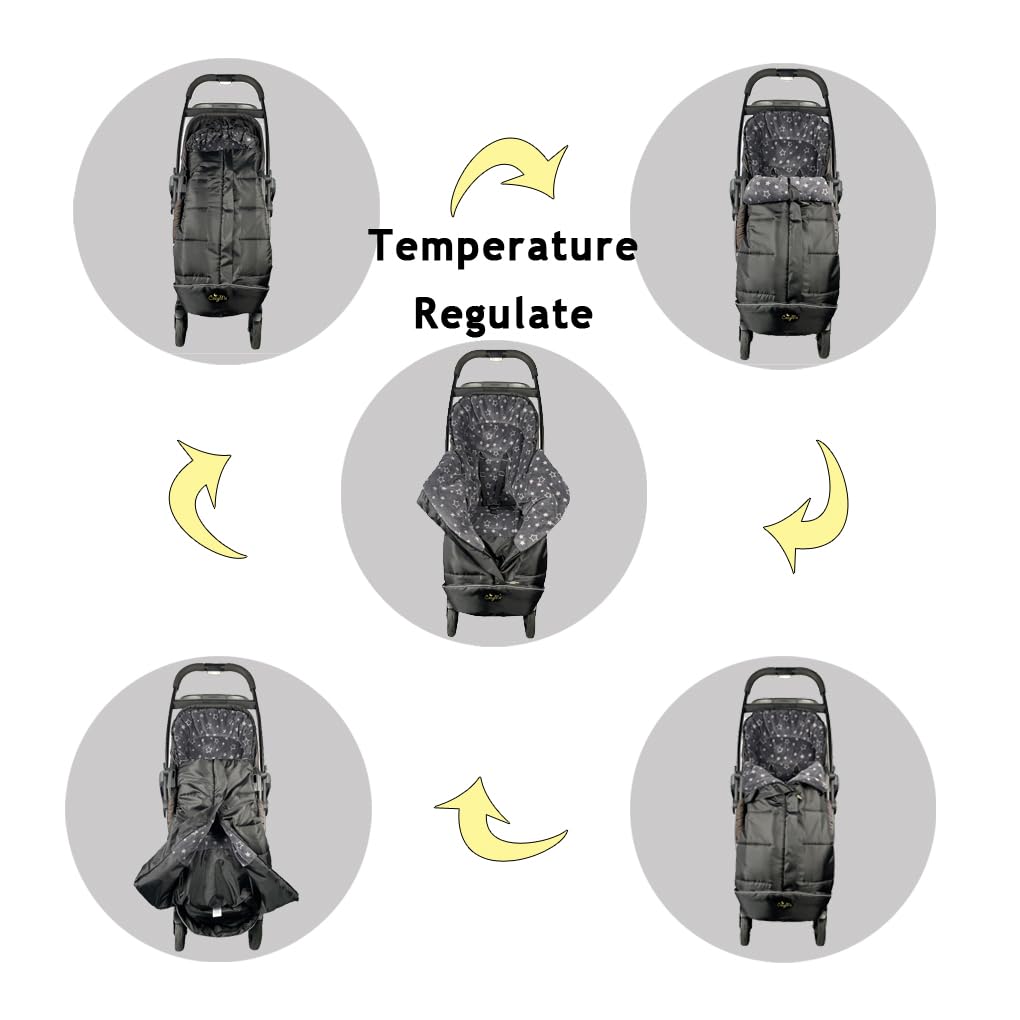 CozyMe footmuff features soft fleece lining for cozy warmth during chilly strolls.