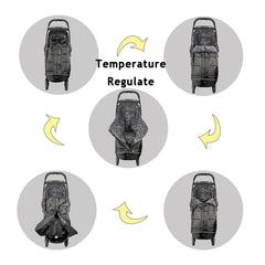 CozyMe footmuff features soft fleece lining for cozy warmth during chilly strolls.