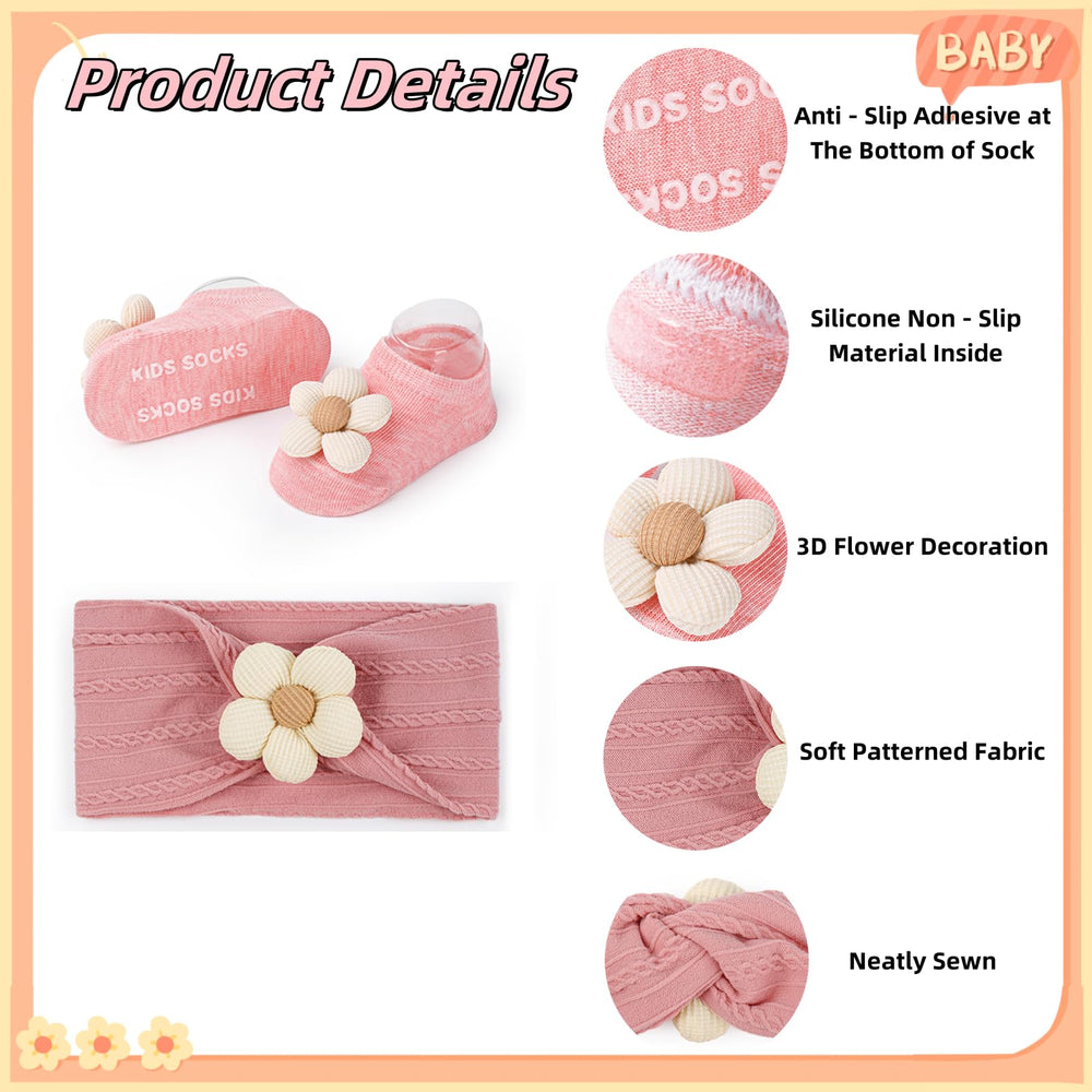 COZYOFFI combed cotton socks with non-slip grips for safe crawling