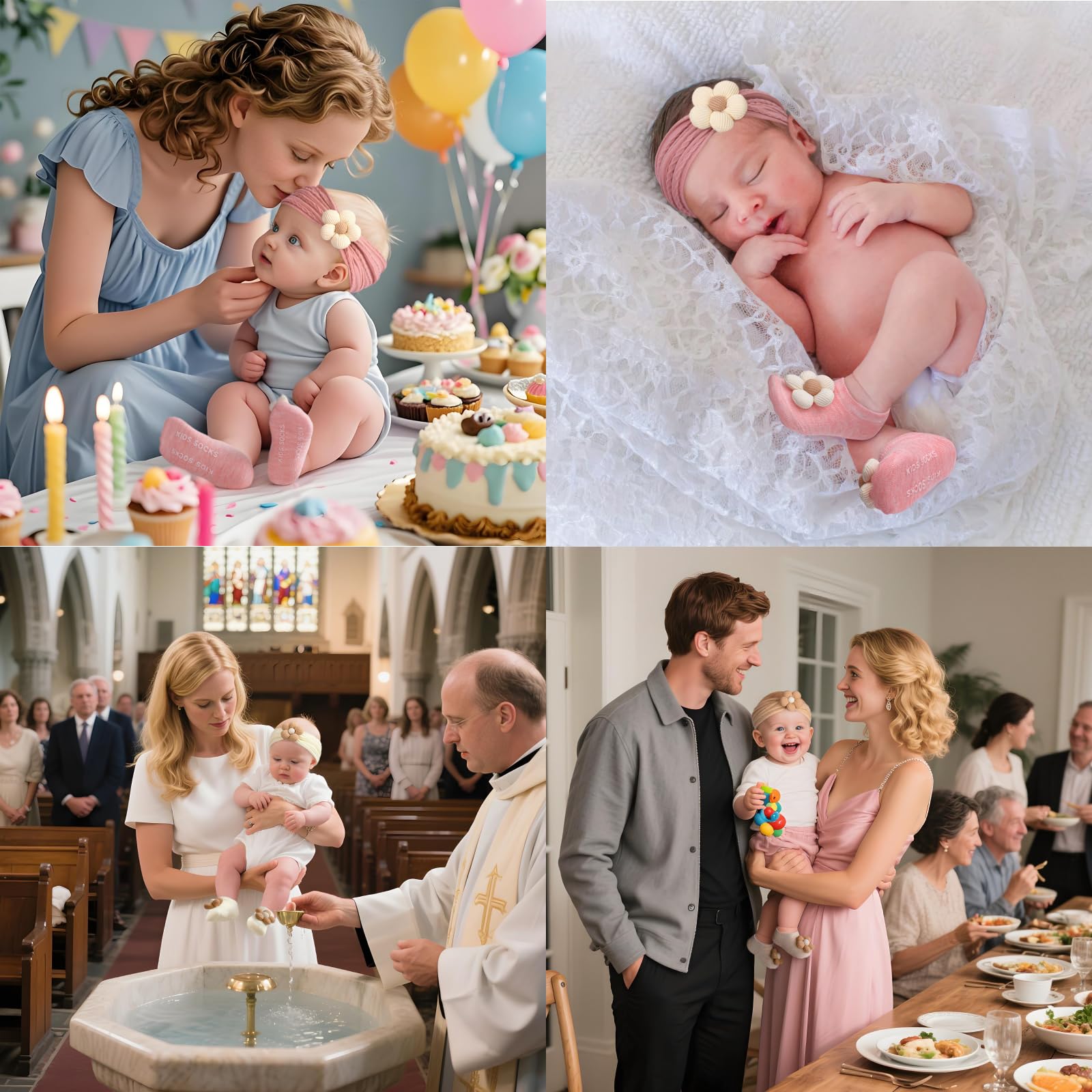 COZYOFFI newborn photo props featuring flower headbands and socks