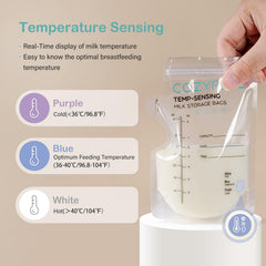Cozypepe bag showing temperature color change for milk readiness