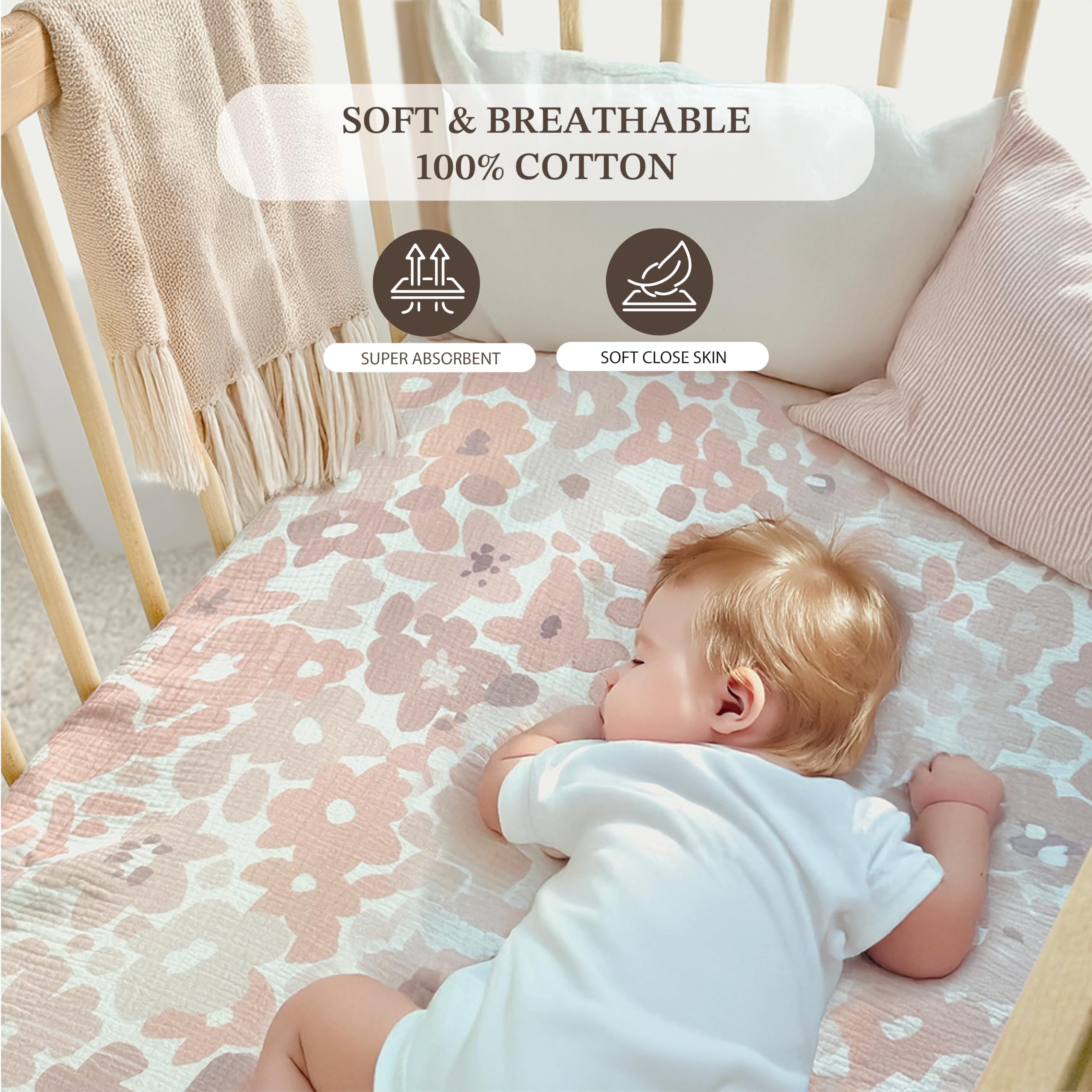 CozysBunny 2-pack crib sheets front view shows ample coverage.