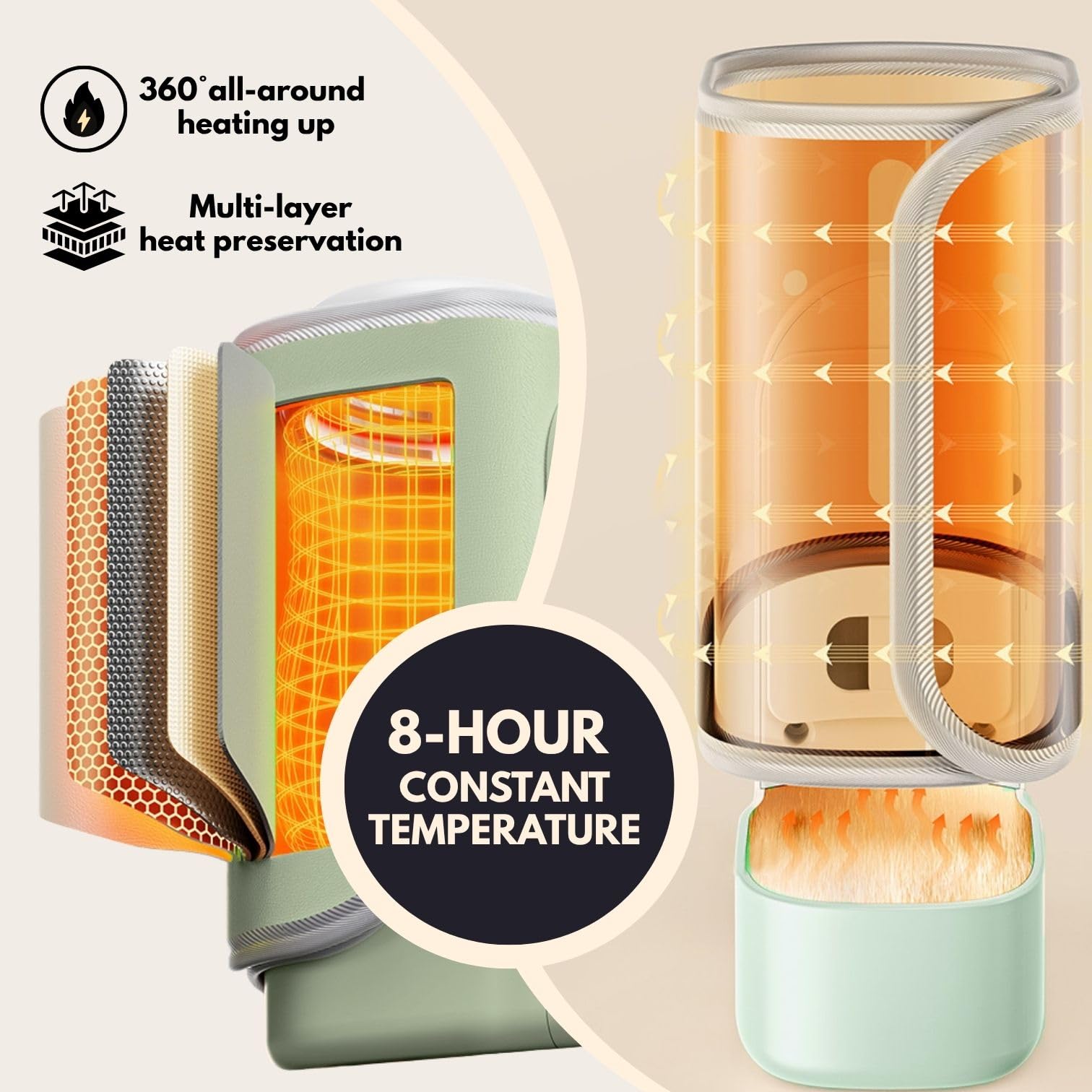 Cozytots bottle warmer compatible with wide-neck, standard, and angled bottles.