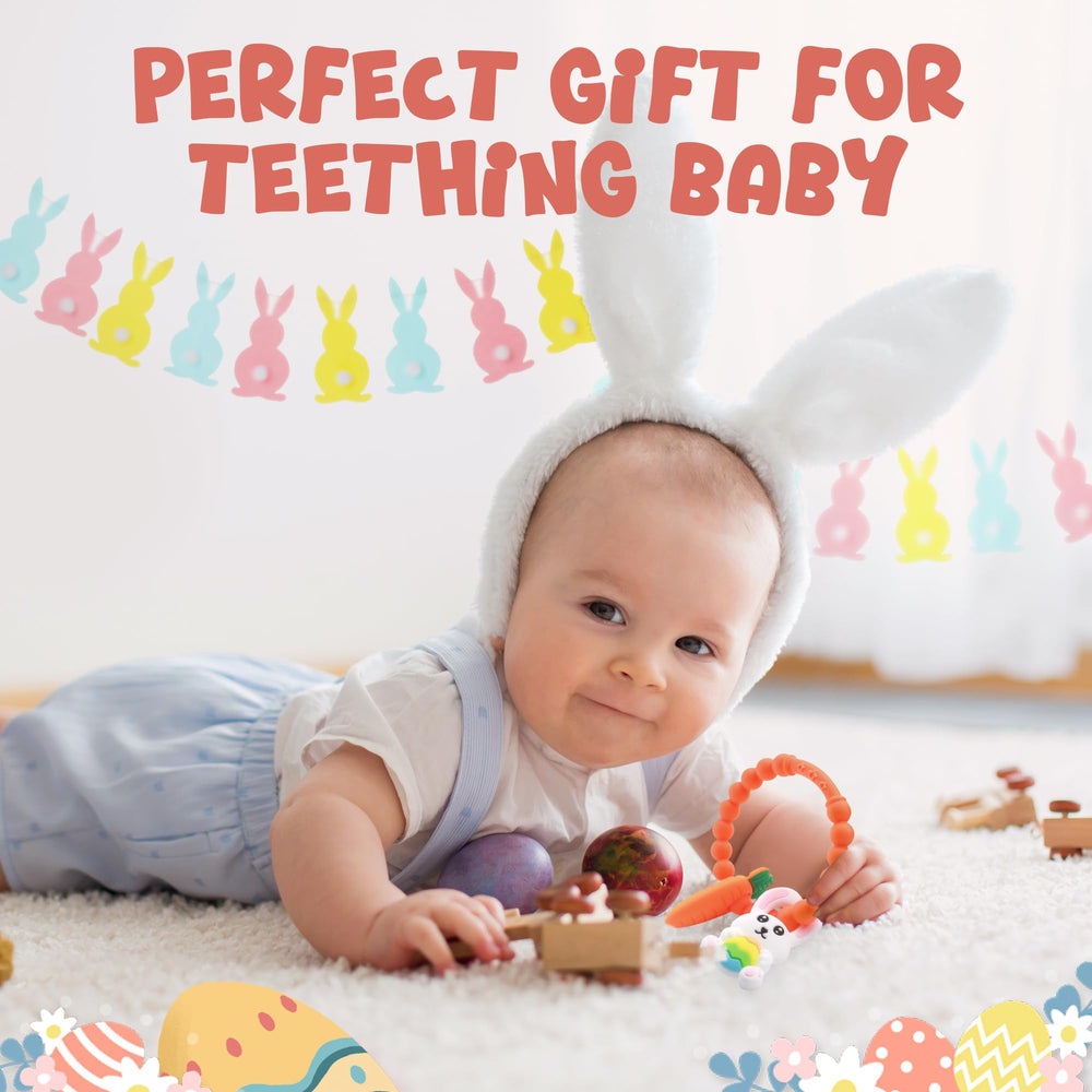 Cozzymore easter bunny carrot egg teether is easy to clean and reusable.