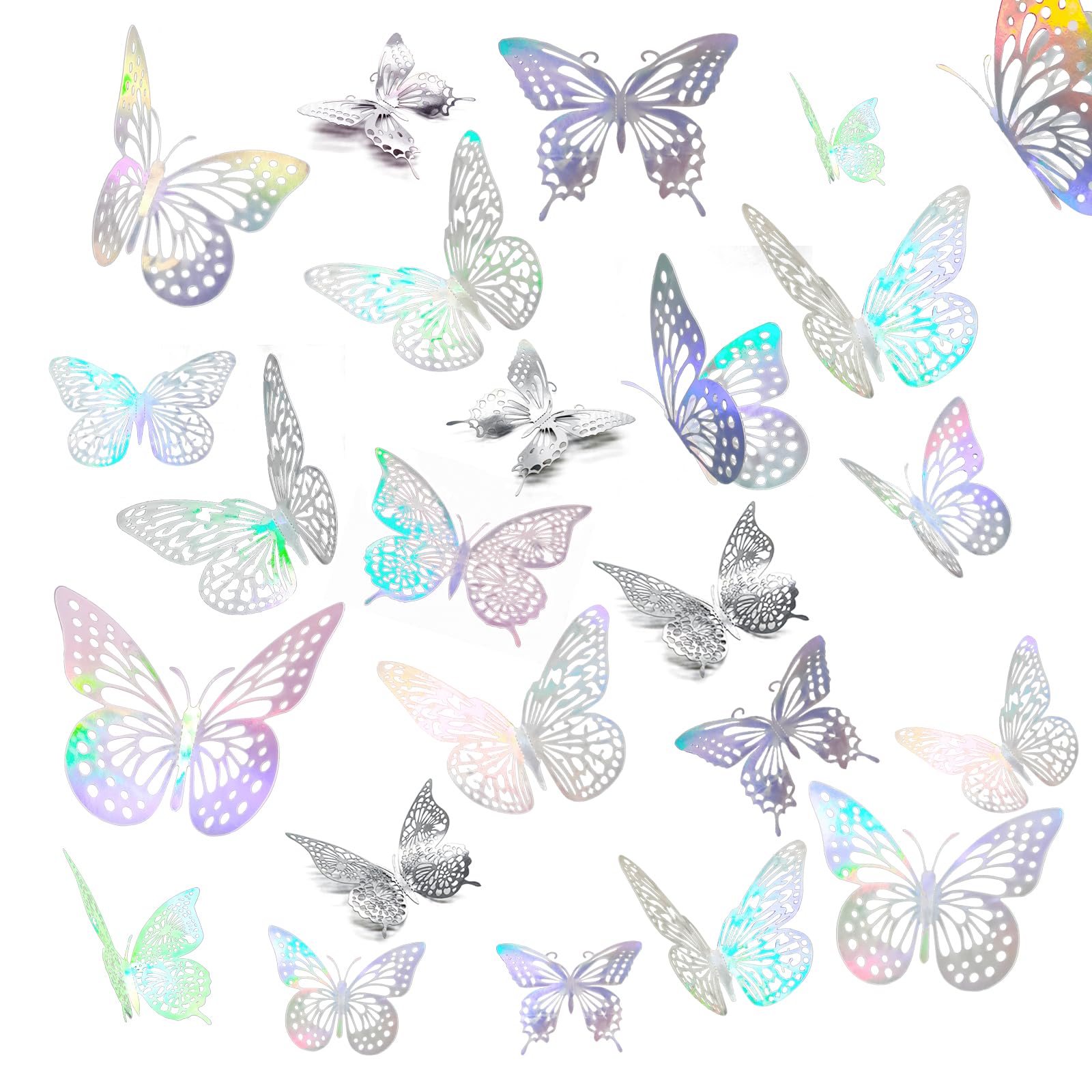 cpqakb 3D butterfly style1 3-inch, shimmering silver accent for kids' rooms