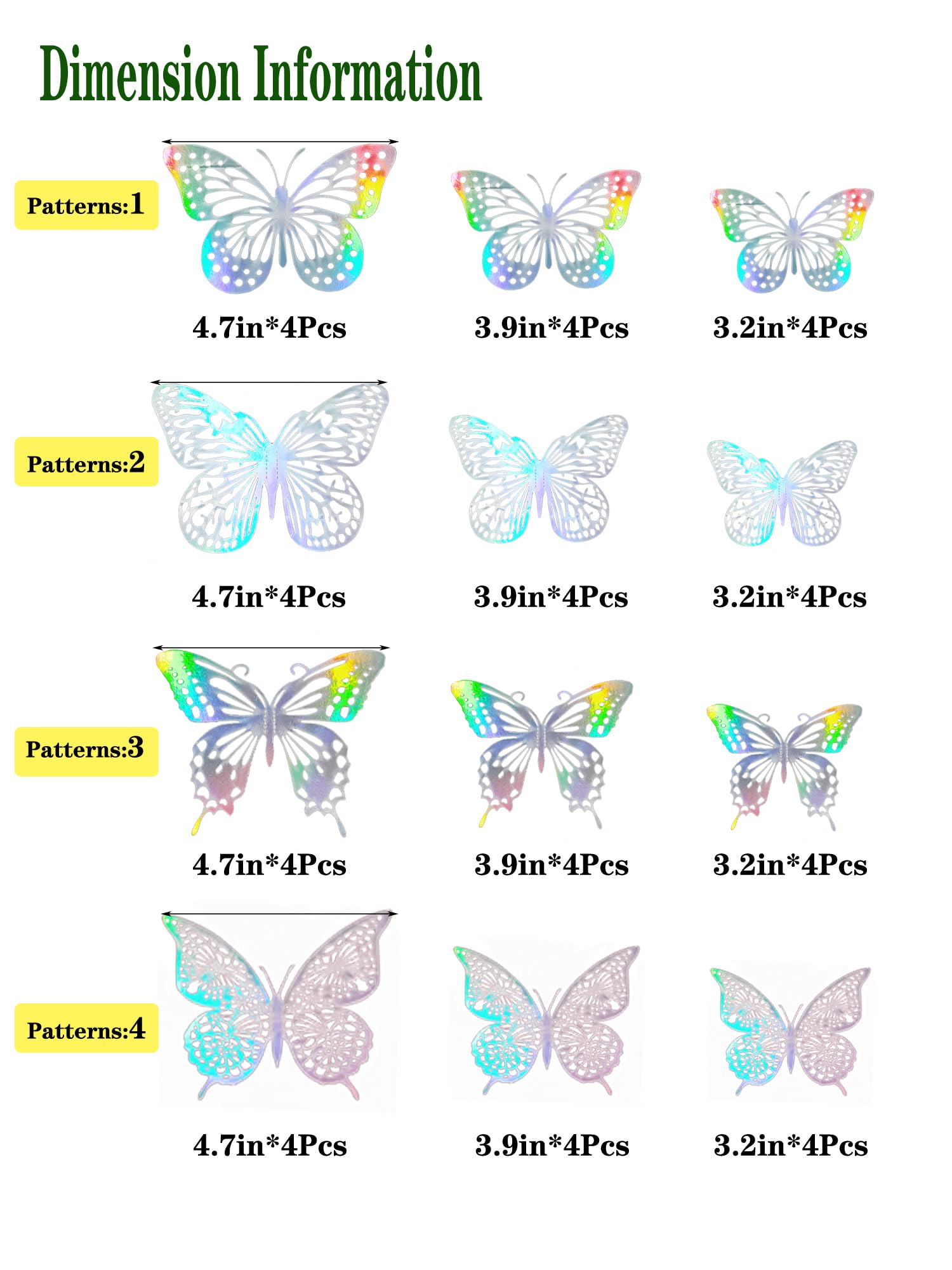 cpqakb 3D butterfly style3 5-inch, light-catching classroom wall accent