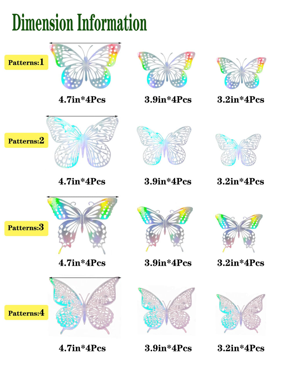 cpqakb 3D butterfly style3 5-inch, light-catching classroom wall accent