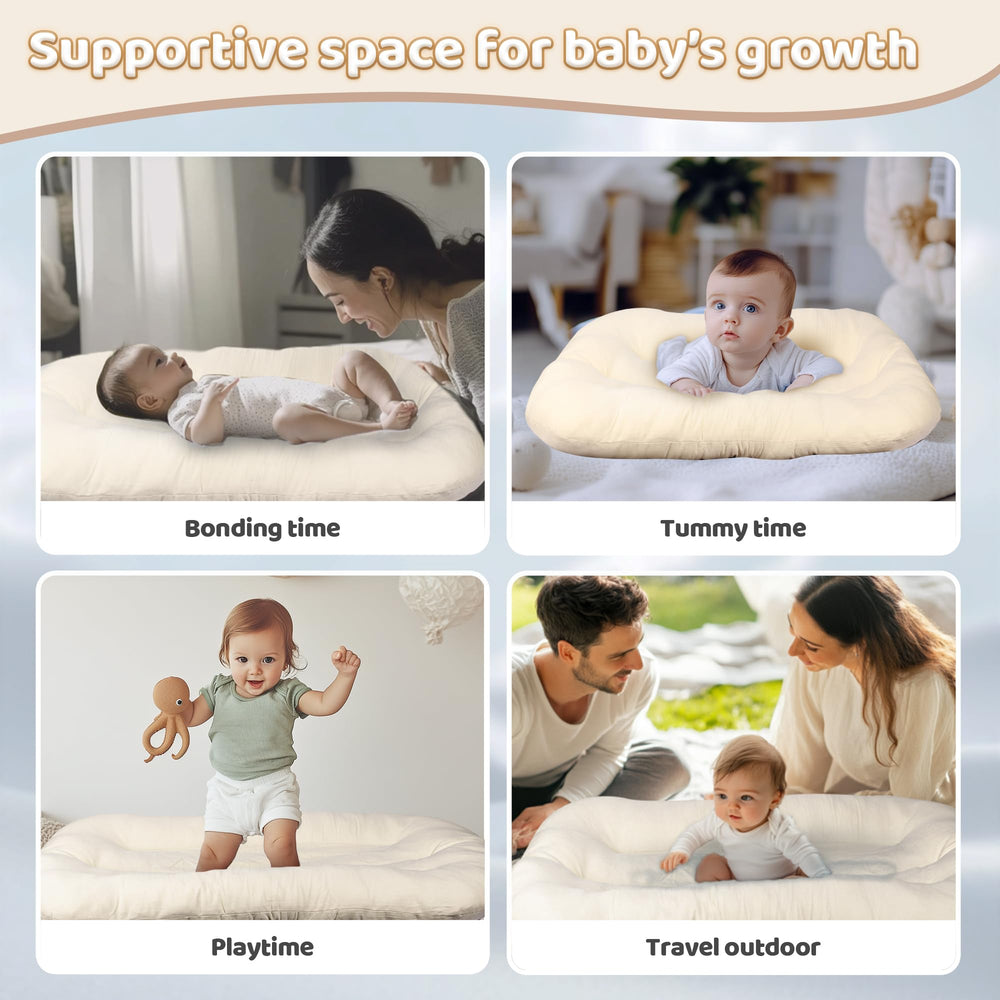 Cpzzkq Nest lounger supports tummy time and growth.